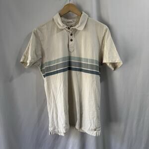 Marine Layer Mens Ivory Retro Striped Polo Shirt Medium Organic Cotton Classic
